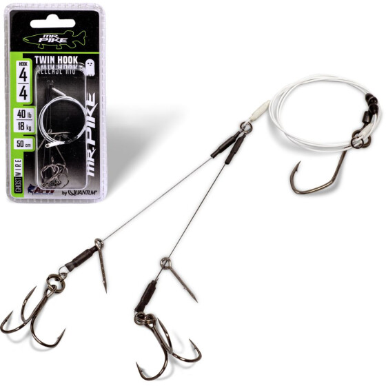 Mr. Pike Ghost Traces Twin Hook-Release-Rig Weiss 50cm