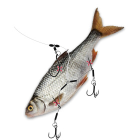 Mr. Pike Ghost Traces Twin Hook-Release-Rig Weiss 50cm