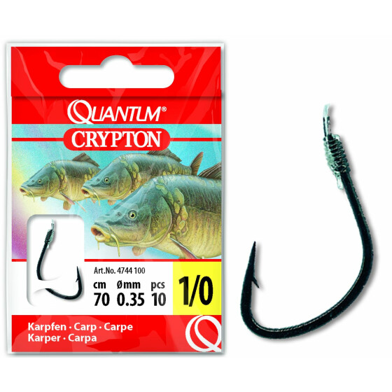 Quantum #1/0 Crypton Karpfen Vorfachhaken schwarz Vorfach: 70cm Vorf.-Schn. Ø: 0,35mm