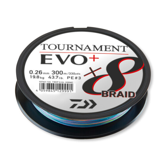 Daiwa Tournament X8 Braid EVO+ Multi Color 300m 0,26mm 19,8kg