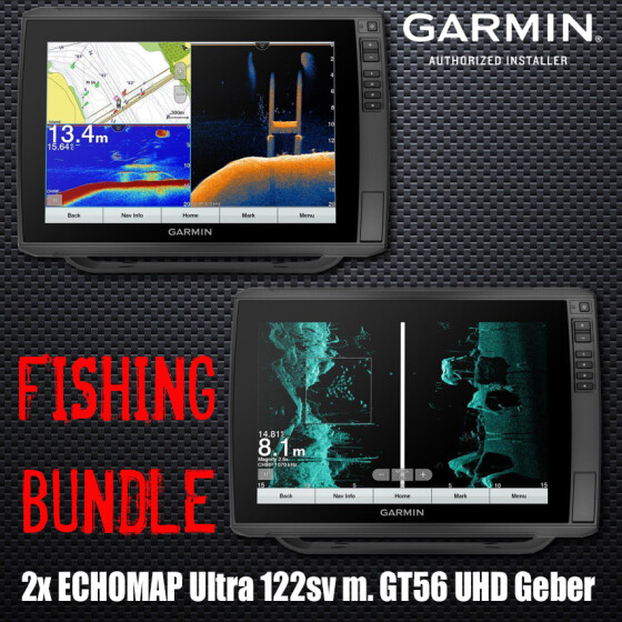 2x Garmin Echomap Ultra 122sv mit GT56UHD-TM-Geber